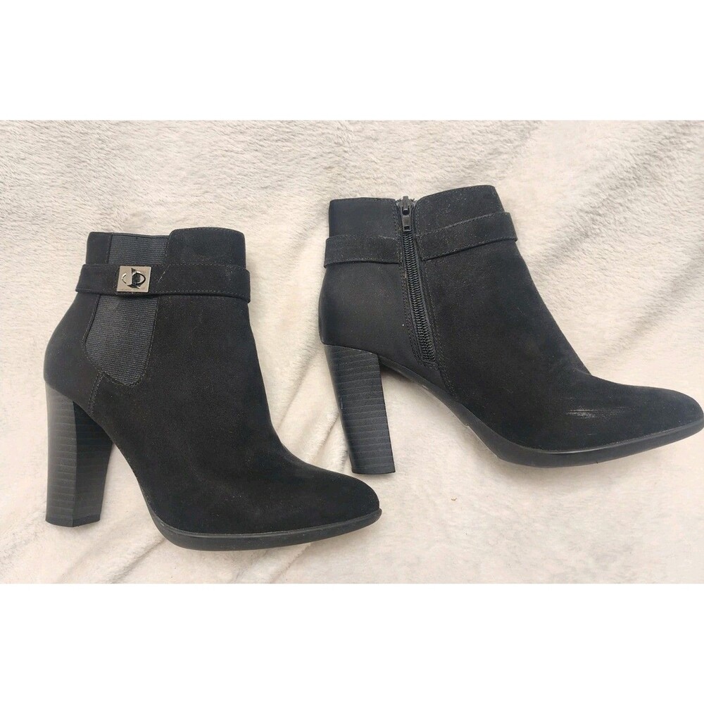 Kelly & Katie Black Ankle Boots Balantina Suede Heels Women 7
